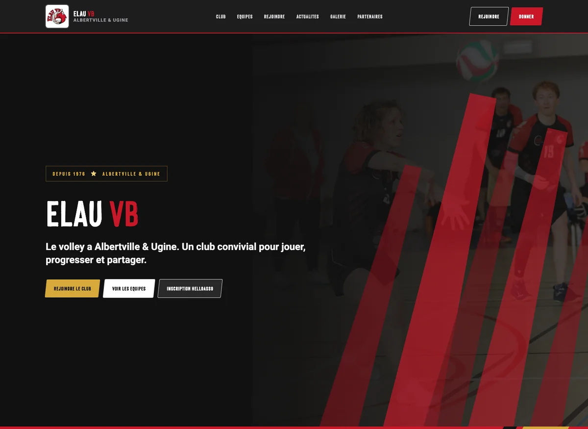 Le site ELAU VB : une identité rouge et noire pour le club de volley d’Albertville et Ugine.